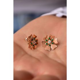 Papatya Silver 925 Ayar Gümüş Rose Kaplama Doğum Taşı Tohumlu Linum Çiçeği Küpe