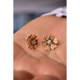 Papatya Silver 925 Ayar Gümüş Rose Kaplama Doğum Taşı Tohumlu Linum Çiçeği Küpe