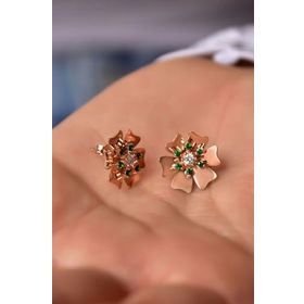 Papatya Silver 925 Ayar Gümüş Rose Kaplama Doğum Taşı Tohumlu Linum Çiçeği Küpe