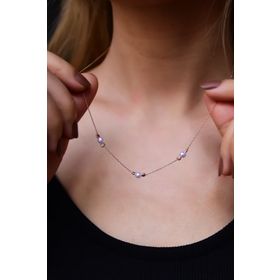 Papatya Silver 925 Ayar Gümüş Rose Kaplama Dorika Toplu Incili Kadın Kolye