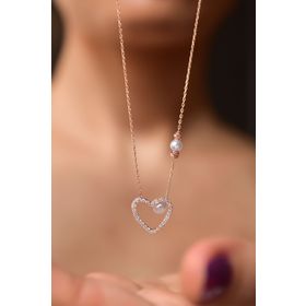 Papatya Silver 925 Ayar Gümüş Rose Kaplama Dorika Toplu Montür Kalbimin İncisi Kolye