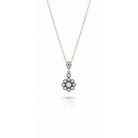 Papatya Silver 925 Ayar Gümüş Rose Kaplama Elmas Montür Damla Kolye