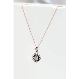 Papatya Silver 925 Ayar Gümüş Rose Kaplama Elmas Montür Kolye