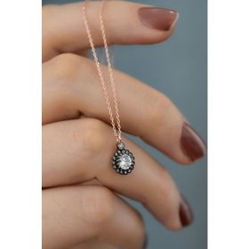 Papatya Silver 925 Ayar Gümüş Rose Kaplama Elmas Montür Tektaş Kadın Kolye
