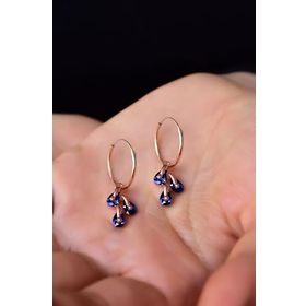 Papatya Silver 925 Ayar Gümüş Rose Kaplama Eylül Ayı Doğum Taşlı Kübik Drop Küpe