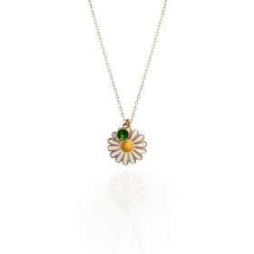 Papatya Silver 925 Ayar Gümüş Rose Kaplama Eylül Ayı Doğum Taşlı Mineli Papatya Kolye