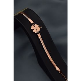 Papatya Silver 925 Ayar Gümüş Rose Kaplama Ezme Zincir Yonca Bileklik