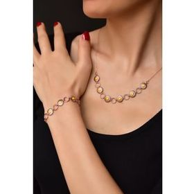 Papatya Silver 925 Ayar Gümüş Rose Kaplama Halka Mineli Papatya Kolye