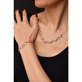 Papatya Silver 925 Ayar Gümüş Rose Kaplama Halka Mineli Papatya Kolye