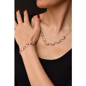Papatya Silver 925 Ayar Gümüş Rose Kaplama Halka Mineli Papatya Kolye