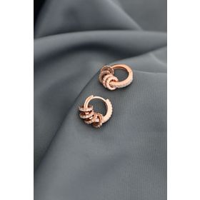 Papatya Silver 925 Ayar Gümüş Rose Kaplama Iç Içe Geçmiş Halkalı Halka Küpe