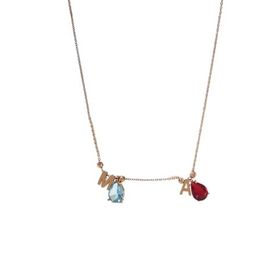 Papatya Silver 925 Ayar Gümüş Rose Kaplama İkili Damla Doğum Ayı Dorika Toplu Harfli Kolye