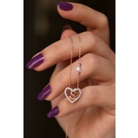 Papatya Silver 925 Ayar Gümüş Rose Kaplama İncili Dorika Toplu Aşkın Harfi Kalp Kolye