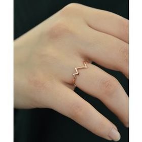 Papatya Silver 925 Ayar Gümüş Rose Kaplama Kalp Ritmi Ayarlanabilir Yüzük