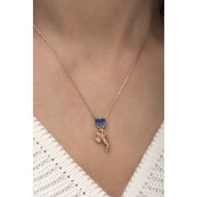 Papatya Silver 925 Ayar Gümüş Rose Kaplama Kalp Tutan Melek Kolye