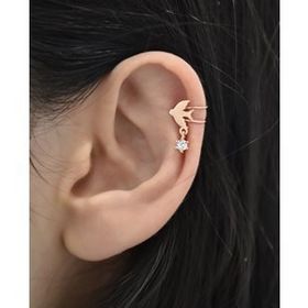 Papatya Silver 925 Ayar Gümüş Rose Kaplama Kırlangıç Kıkırdak Küpe