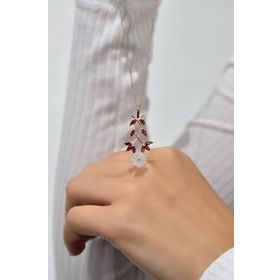 Papatya Silver 925 Ayar Gümüş Rose Kaplama Kırmızı Taşlı Sarmaşık Sedef Manolya Çiçeği Kolye