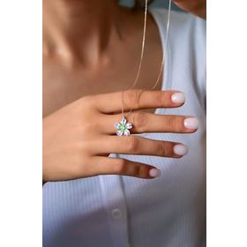 Papatya Silver 925 Ayar Gümüş Rose Kaplama Lila Mineli Yonca Kadın Kolye