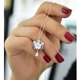 Papatya Silver 925 Ayar Gümüş Rose Kaplama Manolya Çiçeği Kolye