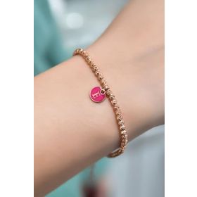 Papatya Silver 925 Ayar Gümüş Rose Kaplama Mineli E Harfli Dorika Toplu Bileklik