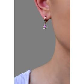 Papatya Silver 925 Ayar Gümüş Rose Kaplama Mineli Yelken Halka Küpe