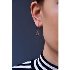 Papatya Silver 925 Ayar Gümüş Rose Kaplama Mix Taşlı Kutup Yıldızı Halka Küpe