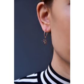 Papatya Silver 925 Ayar Gümüş Rose Kaplama Mix Taşlı Kutup Yıldızı Halka Küpe