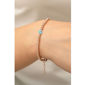Papatya Silver 925 Ayar Gümüş Rose Kaplama Nazar Gözü Toplu Dorica Toplu Fantezi Kadın Bileklik