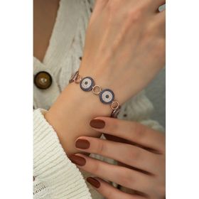 Papatya Silver 925 Ayar Gümüş Rose Kaplama Nazar Halka Bileklik