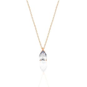 Papatya Silver 925 Ayar Gümüş Rose Kaplama Nisan Ayı Doğum Taşı Damla Kolye