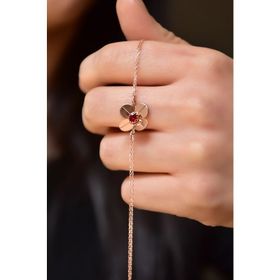 Papatya Silver 925 Ayar Gümüş Rose Kaplama Ocak Ayı Doğum Taşlı Şans Dört Yapraklı Yonca Bileklik