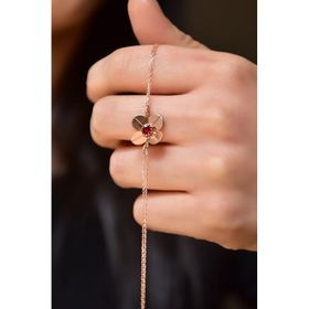 Papatya Silver 925 Ayar Gümüş Rose Kaplama Ocak Ayı Doğum Taşlı Şans Dört Yapraklı Yonca Bileklik