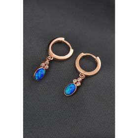 Papatya Silver 925 Ayar Gümüş Rose Kaplama Opal Oval Halka Küpe