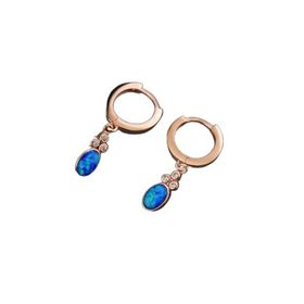 Papatya Silver 925 Ayar Gümüş Rose Kaplama Opal Oval Halka Küpe