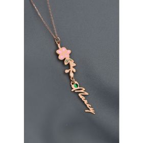 Papatya Silver 925 Ayar Gümüş Rose Kaplama Özel Tasarım Kalp Doğum Taşlı Mineli Mayıs Ayı Çiçeği Isim Kolye
