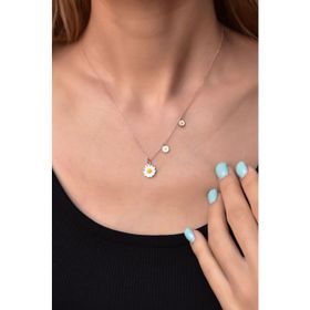 Papatya Silver 925 Ayar Gümüş Rose Kaplama Papatya Kolye