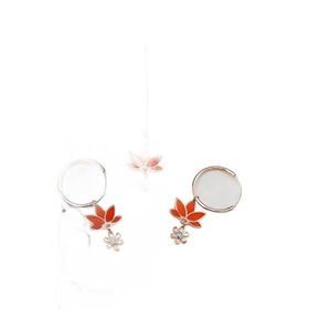 Papatya Silver 925 Ayar Gümüş Rose Kaplama Parlayan Rüya Serisi Tasarım Ebruli Cam Boyamalı Lotus Kolye ve Küpe Set