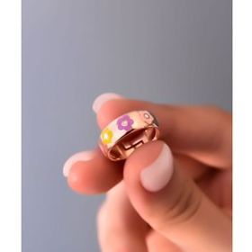 Papatya Silver 925 Ayar Gümüş Rose Kaplama Renkli Mineli Ayarlanabilir Çiçek Yüzük