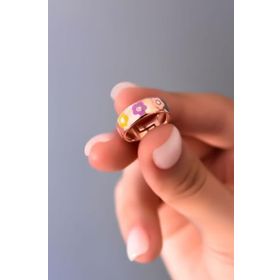 Papatya Silver 925 Ayar Gümüş Rose Kaplama Renkli Mineli Ayarlanabilir Çiçek Yüzük