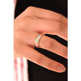 Papatya Silver 925 Ayar Gümüş Rose Kaplama Renkli Yıldız Mineli Ayarlanabilir Yüzük