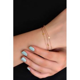 Papatya Silver 925 Ayar Gümüş Rose Kaplama Sarı Taşlı Yıldız Zincir Bileklik