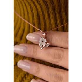 Papatya Silver 925 Ayar Gümüş Rose Kaplama Sedef Manolya Kolye