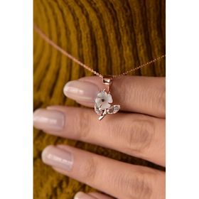 Papatya Silver 925 Ayar Gümüş Rose Kaplama Sedef Manolya Kolye