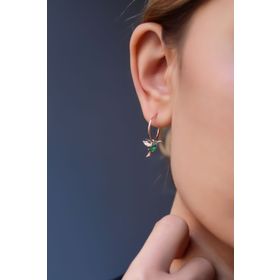 Papatya Silver 925 Ayar Gümüş Rose Kaplama Sevgi Kuşu Halka Tekli Küpe
