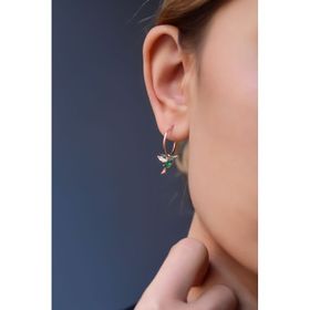 Papatya Silver 925 Ayar Gümüş Rose Kaplama Sevgi Kuşu Halka Tekli Küpe