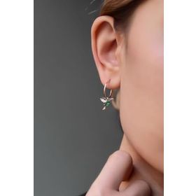 Papatya Silver 925 Ayar Gümüş Rose Kaplama Sevgi Kuşu Halka Tekli Küpe