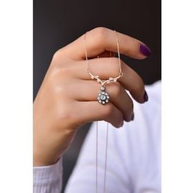 Papatya Silver 925 Ayar Gümüş Rose Kaplama Tasarım Sarmaşık Dallı Elmas Montür Çiçek Kolye
