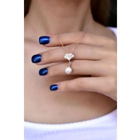 Papatya Silver 925 Ayar Gümüş Rose Kaplama Taşlı Ağaç İnci Kolye