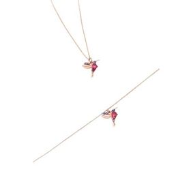Papatya Silver 925 Ayar Gümüş Rose Kaplama Taşlı Kuş Kolye Bileklik Set