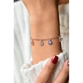 Papatya Silver 925 Ayar Gümüş Rose Kaplama Taşlı Şans Bileklik
